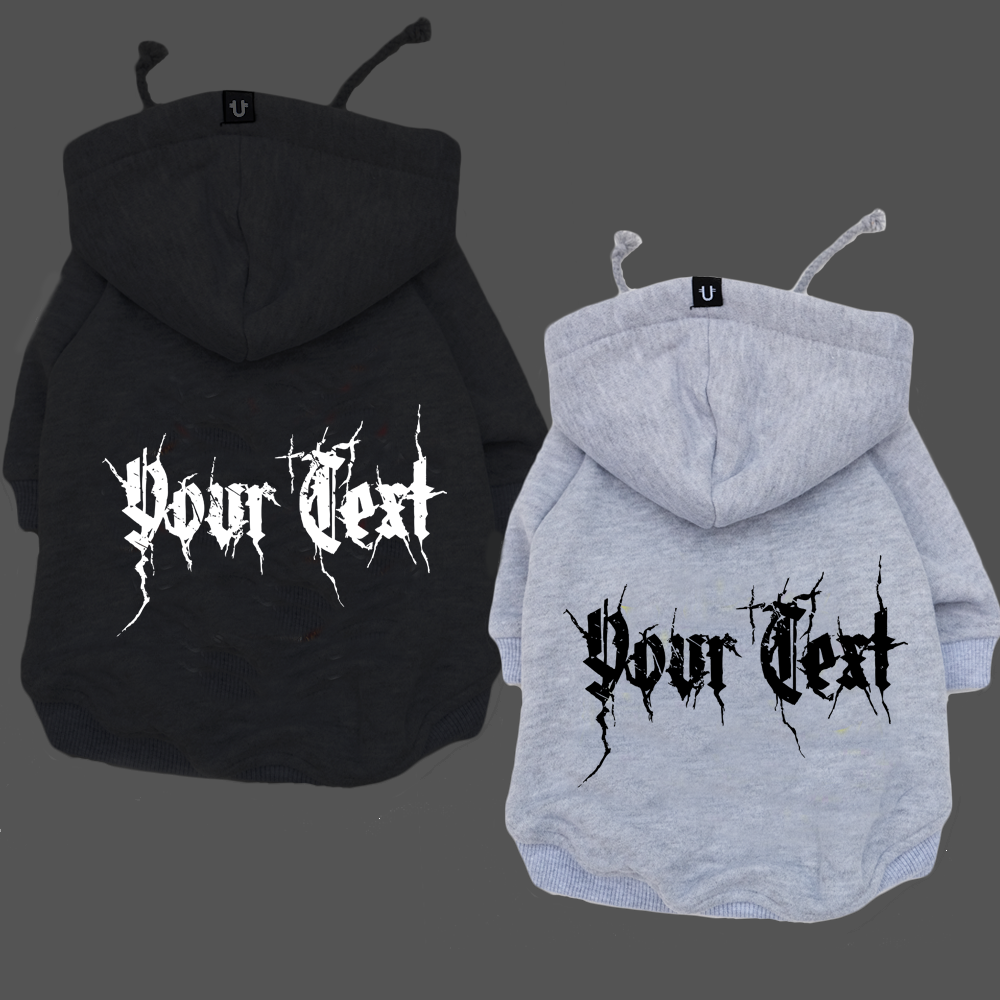 Personalised dog metal dog hoodie, dog coat with custom name made in australia