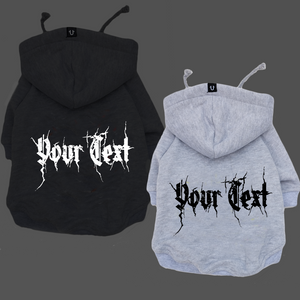 Personalised dog metal dog hoodie, dog coat with custom name made in australia