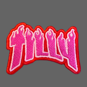 Personalised name patch with flames, thrasher magazine personalised embroidered patch for dogs