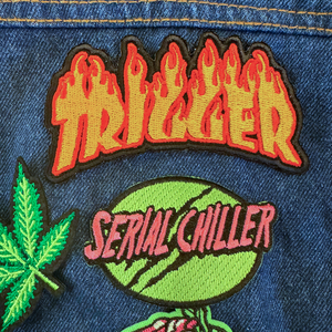 Skater patch, thrasher magazine font embroidered patch for clothing