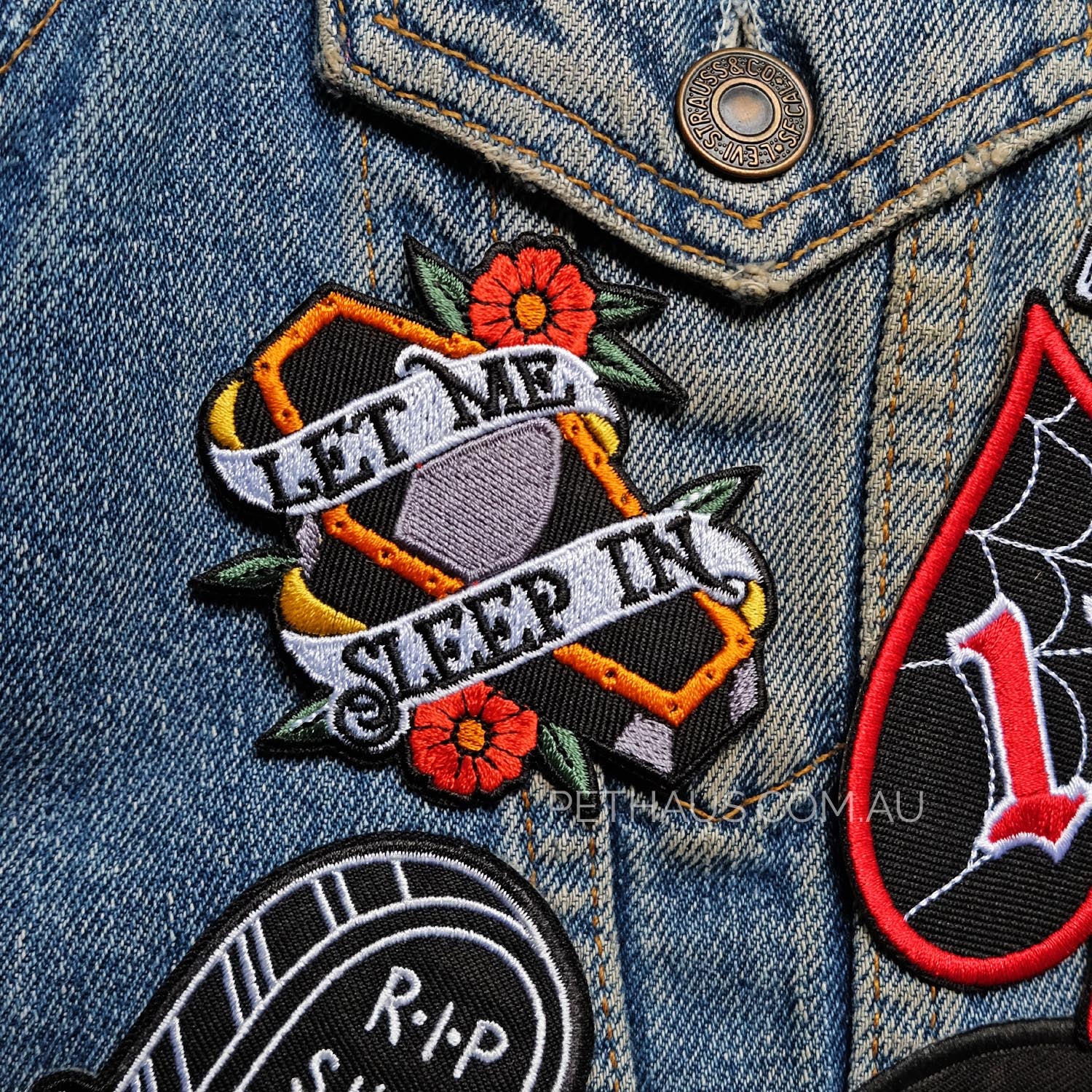 let me sleep in patch, coffin patch, sleep patch, tattoo patch, rockabilly patch , patch for dog, pethaus