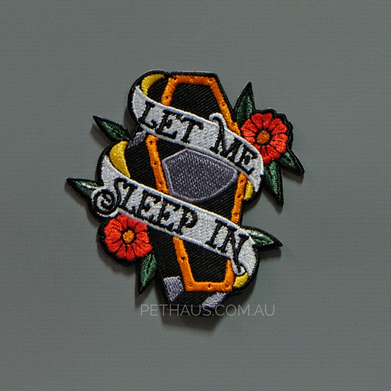 let me sleep in patch, coffin patch, sleep patch, tattoo patch, rockabilly patch , patch for dog, pethaus