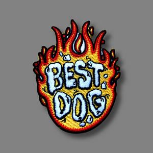 Best dog embroidered patch, flame patch, cool dog patch for denim dog vest