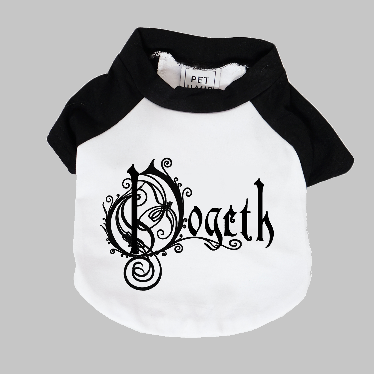 Opeth dog clothing, fits big and little dogs, Metal dog tee, Dogeth, raglan dog tee designed in Australia by Pethaus