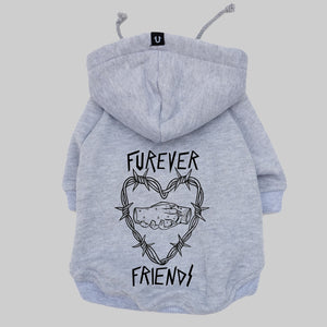 Dog hoodie grey Furever Friends print by Pethaus