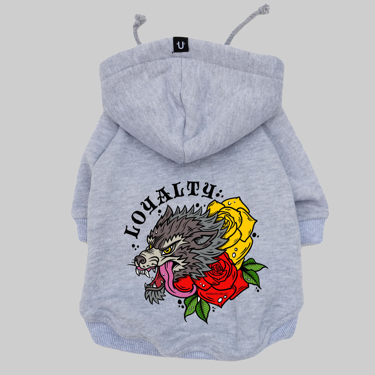 Loyalty dog hoodie, wolf print dog coat by Pethaus