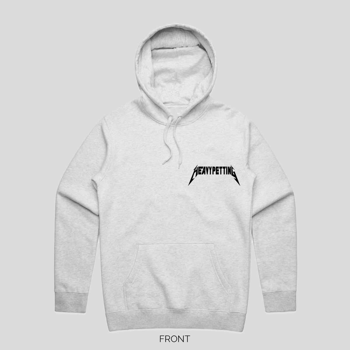 Heavy Petting unisex hoodie for dog lovers in black and grey, by artist Natty b and Pethaus, matching dog and owner out fits