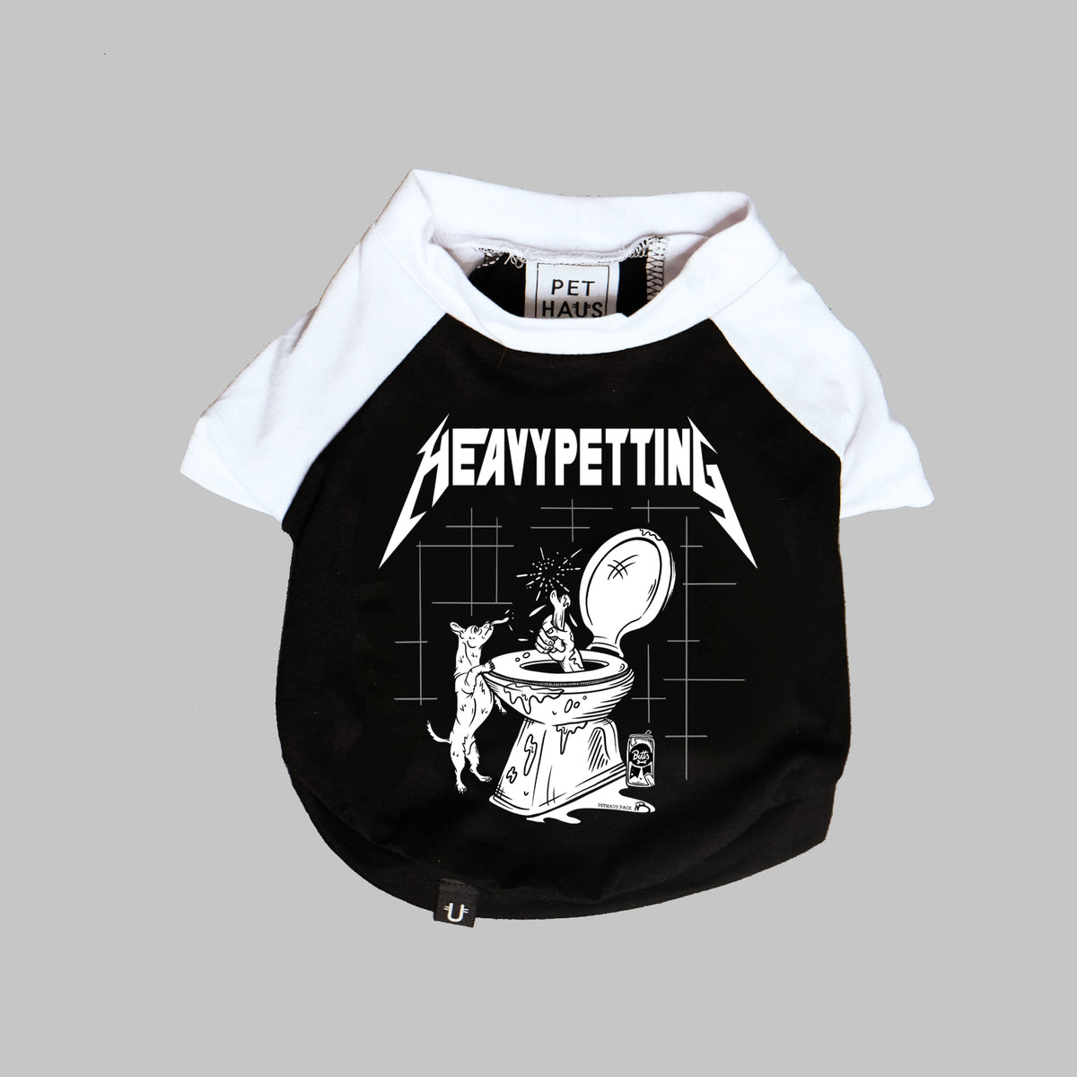 Dog tee, heavy metal dog tee, metallica dog tee with Heavy Petting print.