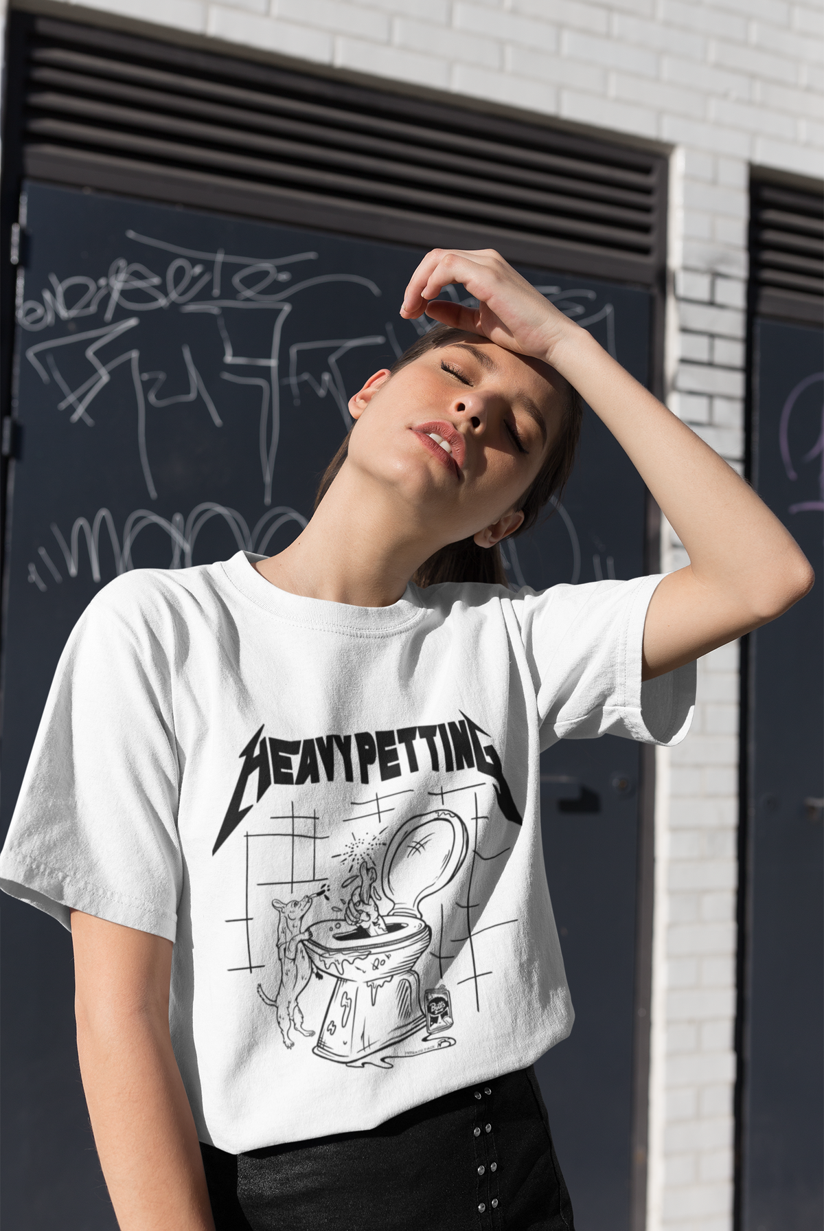 matching owner and pet apparel, matching human and dog tee, heavy petting print by Pethaus