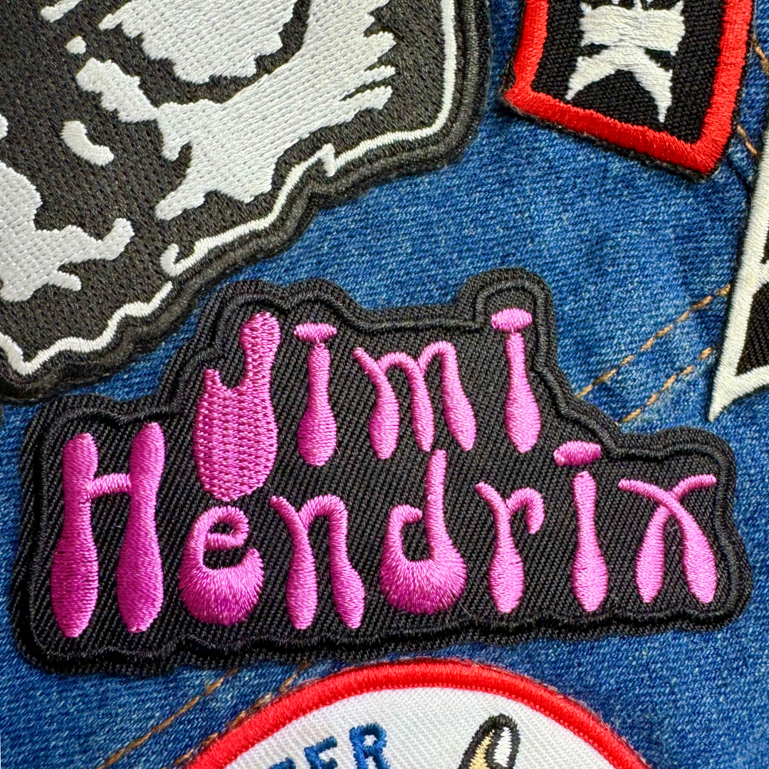 Jimi Hendrix embroidered band patch, purple jimi hendrix patch