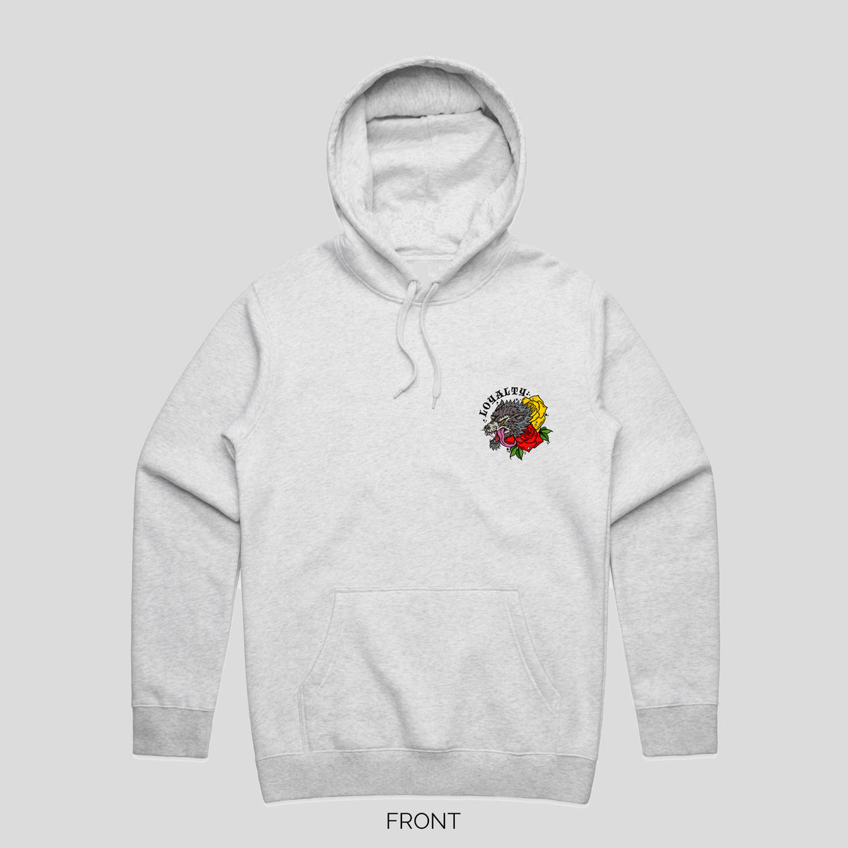 Hoodie for dog lover, loyalty dog hoodie for matching dog and owner outfits. Wolf print hoodie in black red and grey.