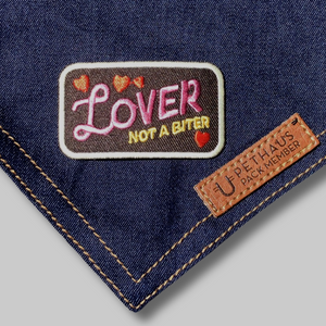 Lover not a biter embroidered dog patch for dog bandana or dog harness. Scouts honour