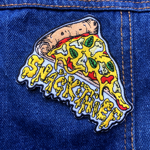 pizza embroidered patch, snack thief pizza patch