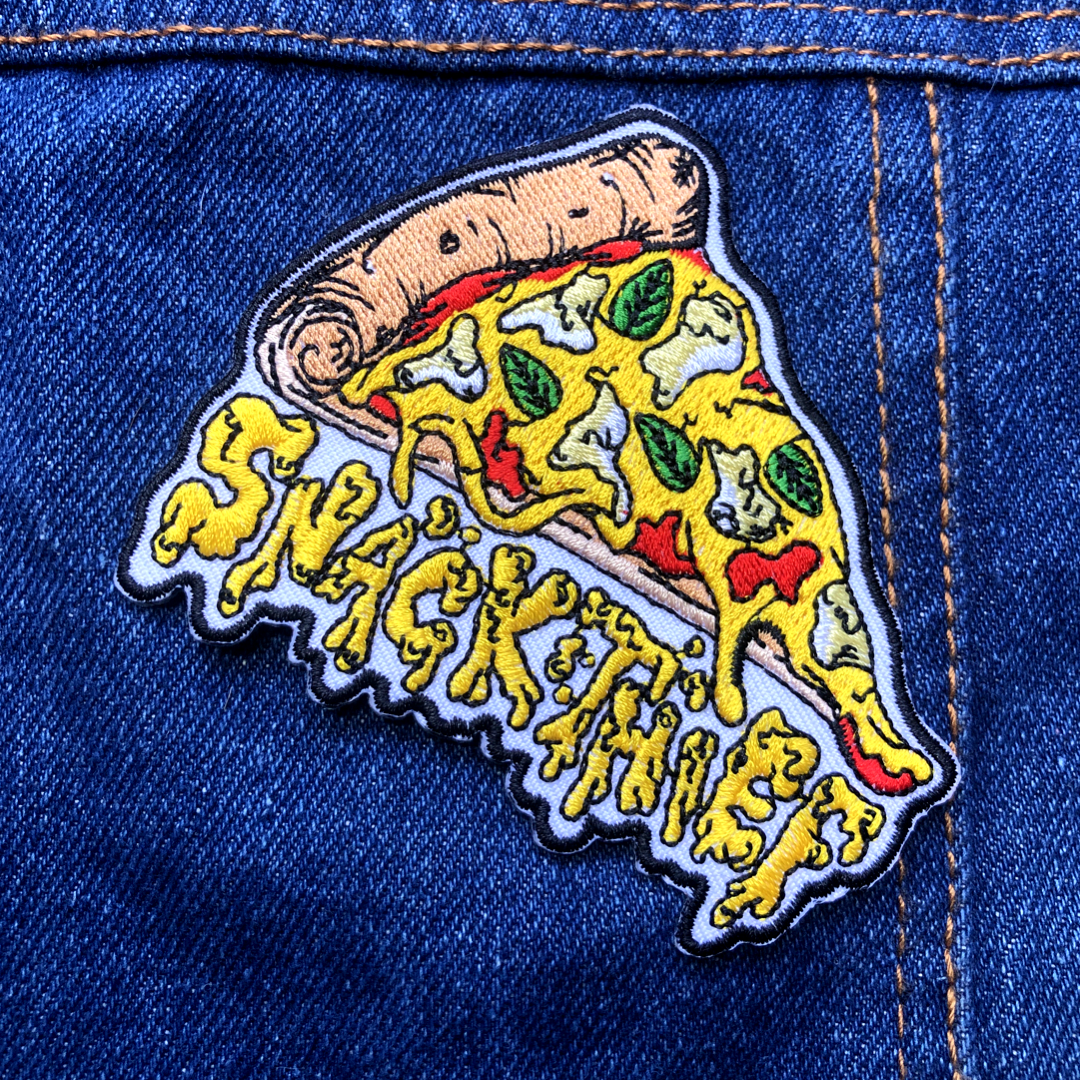 Pizza patch, snack thief embroidered dog patch, gift for dog lovers