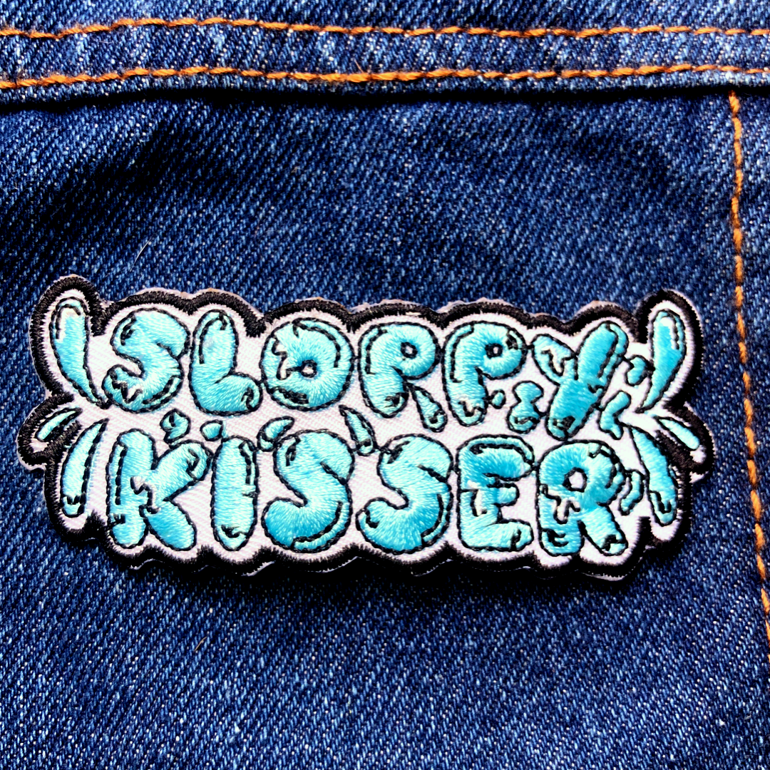 Sloppy kisser embroidered dog patch