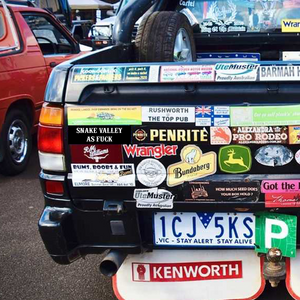 Snake valley bumper sticker, deni ute muster, snake valley royal hotel victoria australia