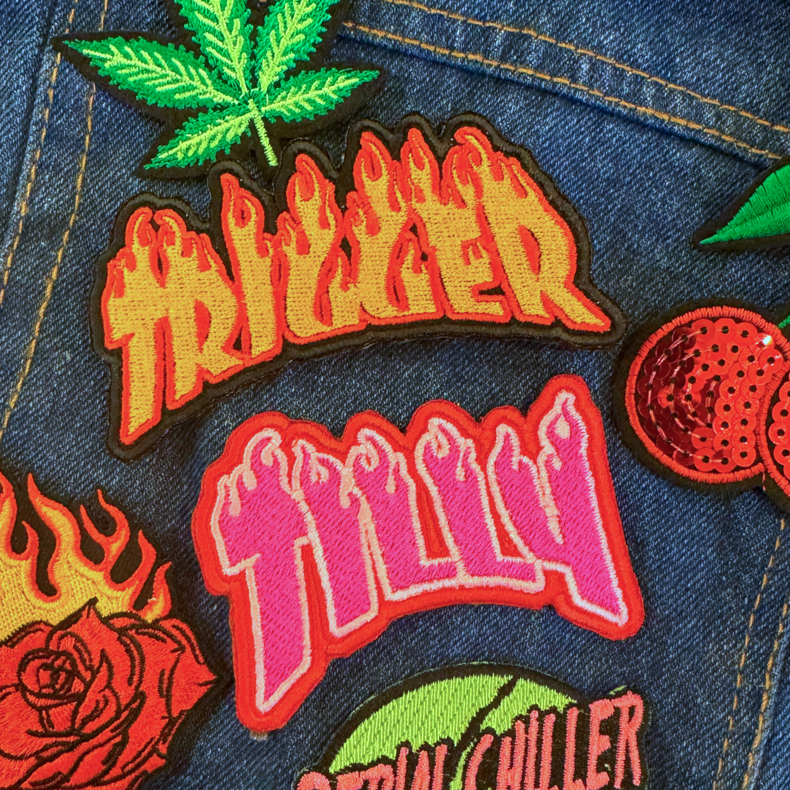 thrasher font personalised patch, dog name patch for service dog