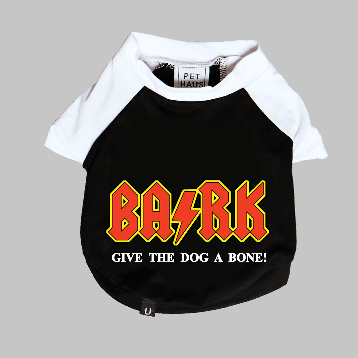 ACDC dog tee designed in Australia, cool dog apparel, rock dog clothing.