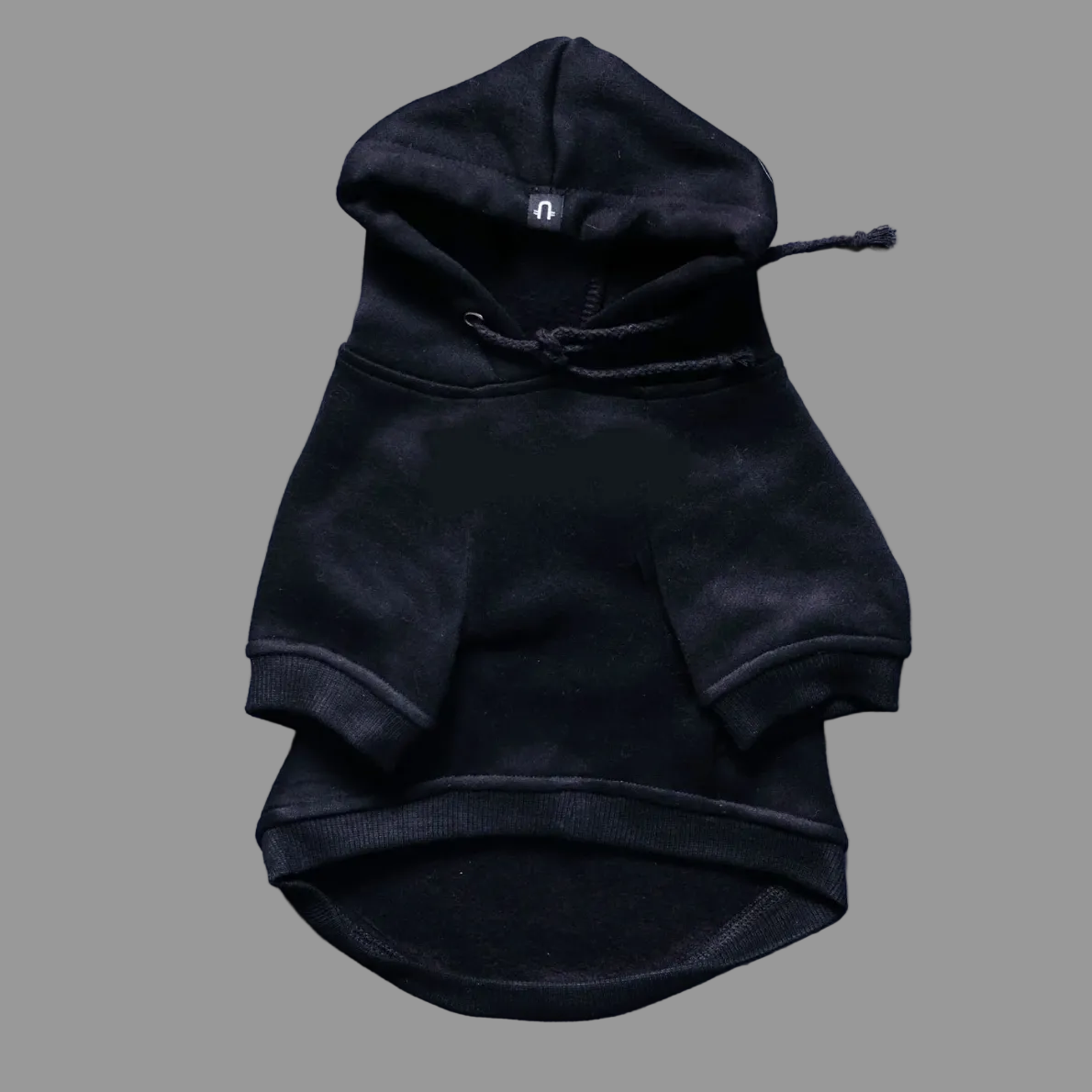 black dog hoodie front view by Pethaus