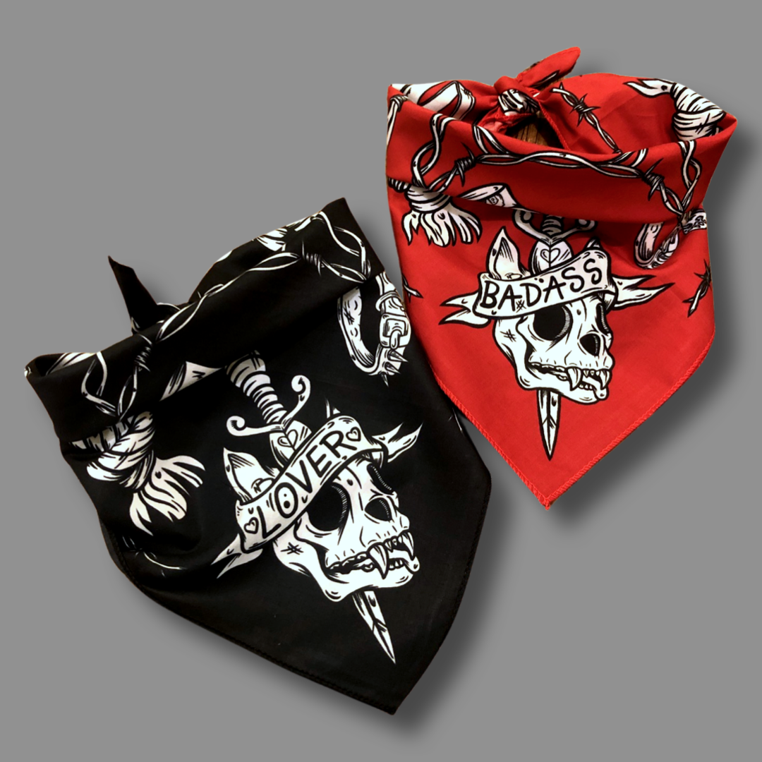 Cool dog bandana red with personalisaton