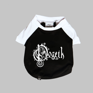 Opeth dog clothing, Black dog tee, Dogeth, raglan dog tee designed in Australia by Pethaus