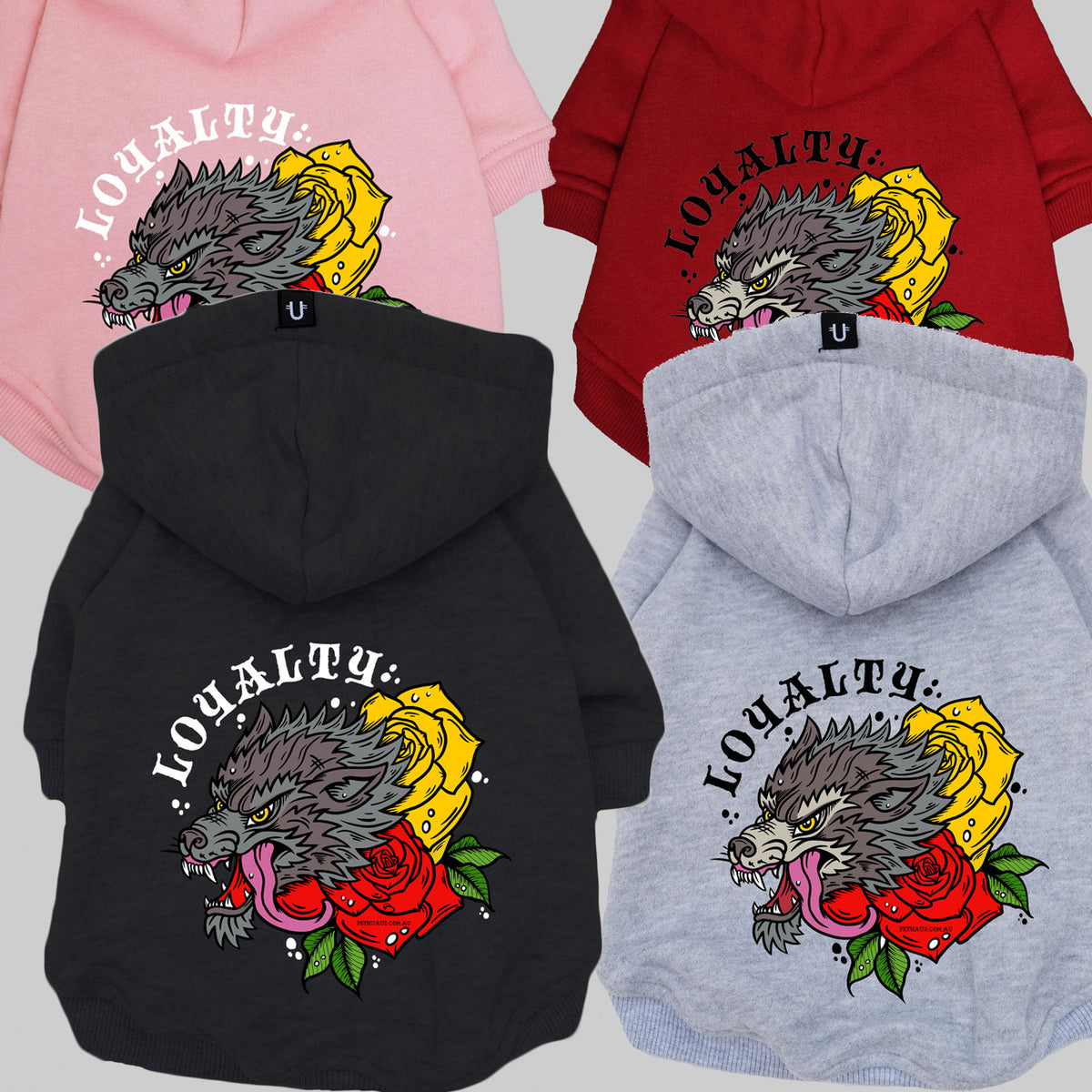 dog hoodie with loyalty print for large dog breeds