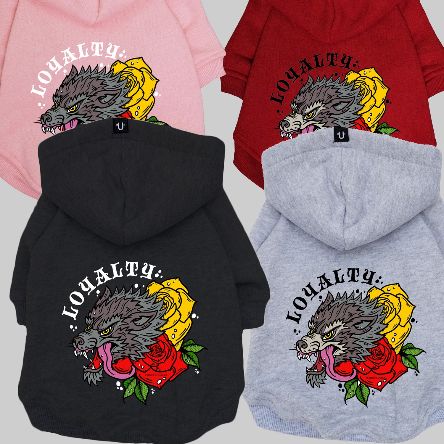 dog hoodie with loyalty print for large dog breeds