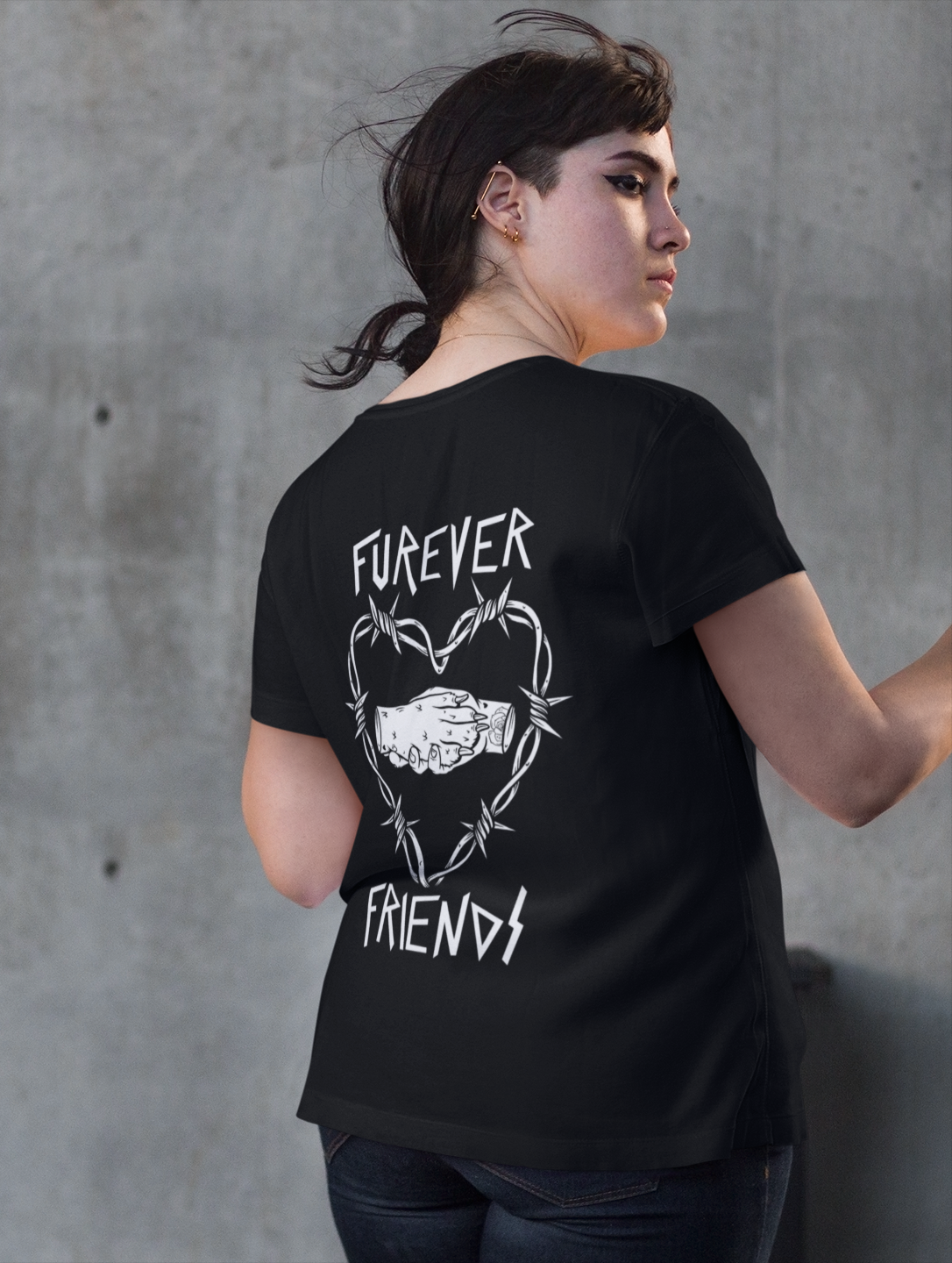 dog lovers tee in black and white, furever friends print by Natty B and Pethaus