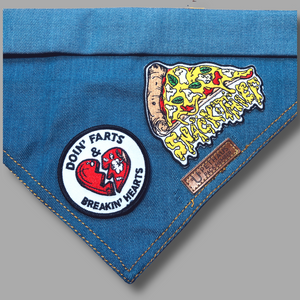 denim dog bandanas with dog patches, gift for dog lover by Pethaus 
