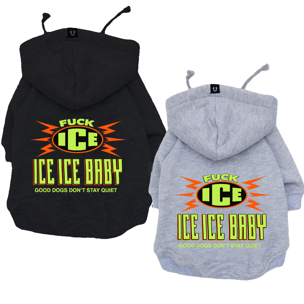 Anti ICE agents dog hoodie in black or grey, large dog hoodie