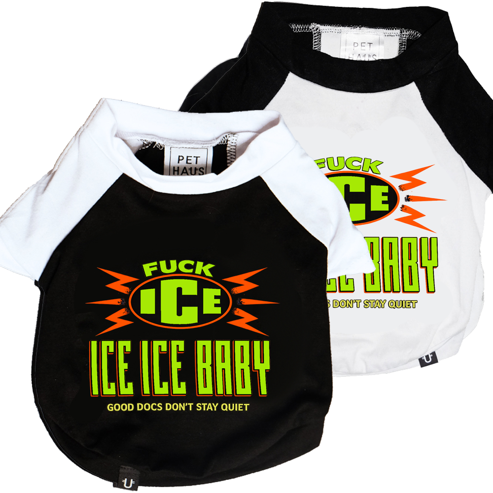 Fuck Ice pet tees in black and white