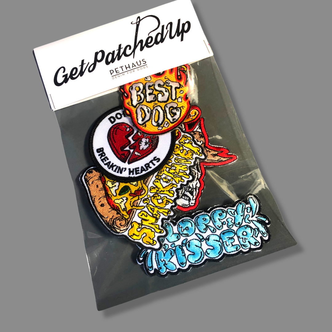 cool dog patches for harness or denim dog vest by Pethaus