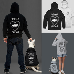 Matching dog and human hoodies , matching owner and dog apparel for dog lovers, dog lover gift furever friends rescue dog hoodie