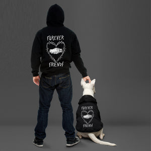 Dog and human matching hoodies with furever friends print by Pethaus, large dog hoodie