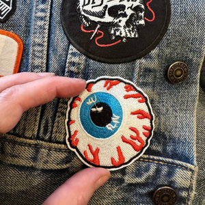 eyeball embroidered patch, horror style