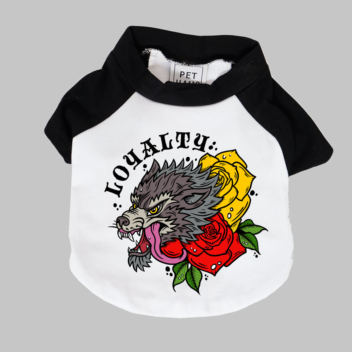 dog tee white with wolf print by Pethaus