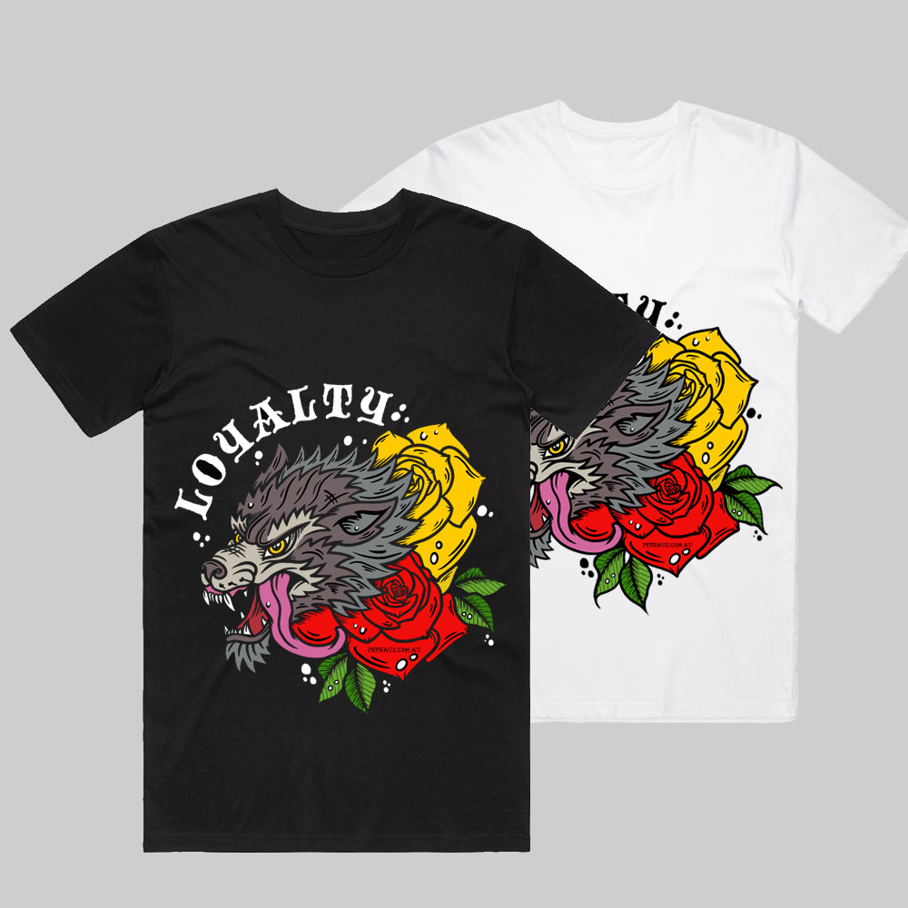 dog lovers tee, gift for dog lovers tee with wolf print by Natty b and Pethaus