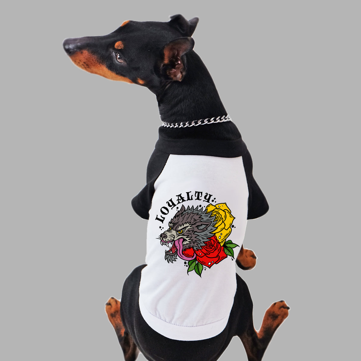 cool dog tee , dog tee tattoo style print. Loyalty dog tee