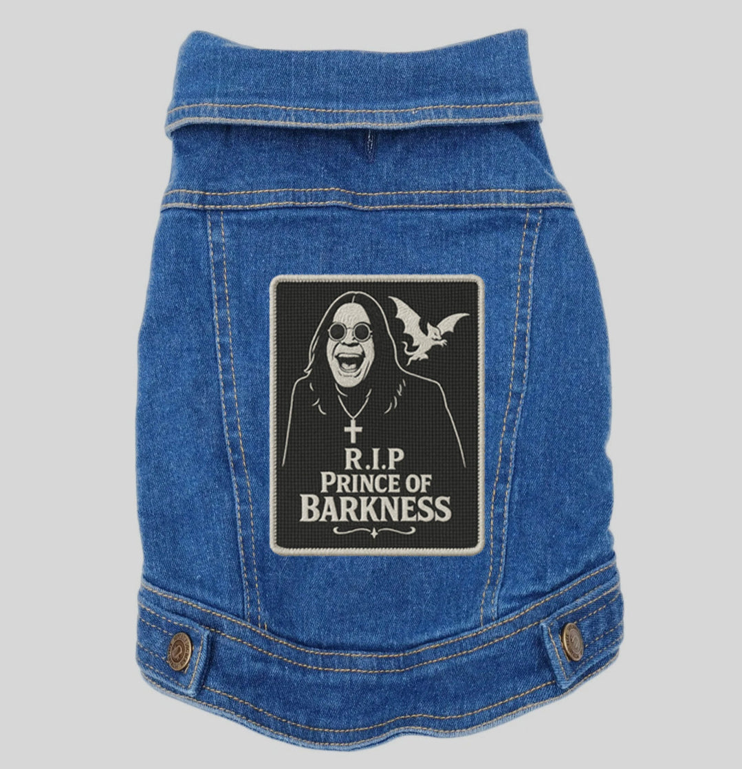 Ozzy Osbourne embroidered commenmorative patch, R.I.P Prince of Darkness. Patch for dogs