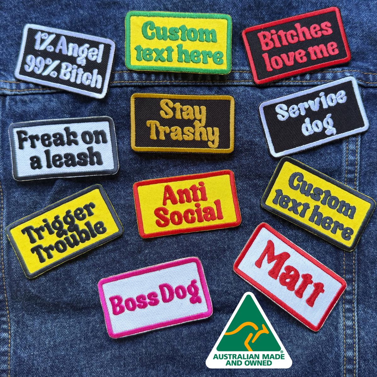 Personalised patches add your custom text, retro style trucker patches