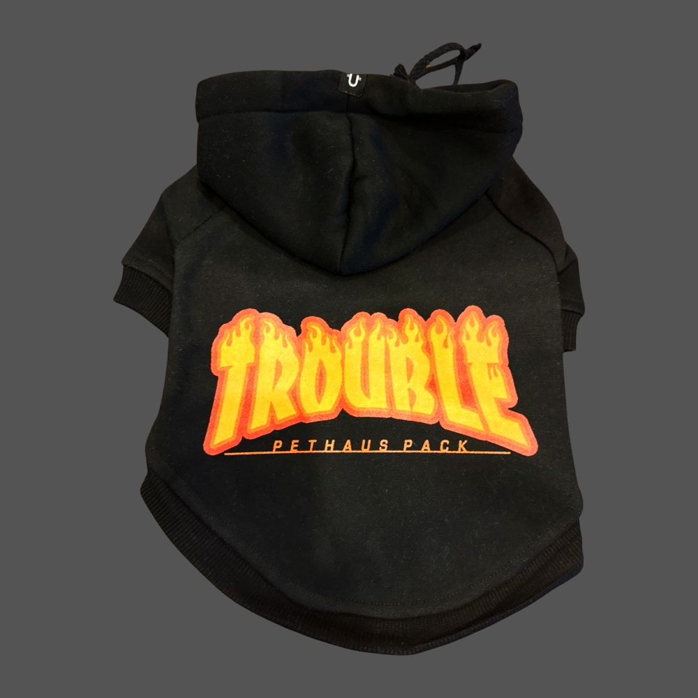 Personalised Dog Hoodie with Thrasher Mag font Made in Australia PetHaus