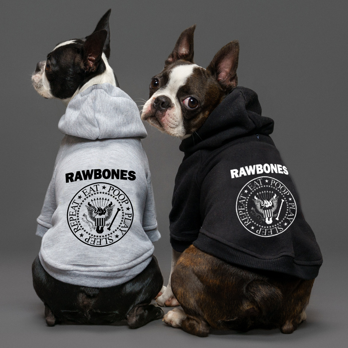 ramones dog hoodie for rock dogs, made in australia dog sweatshirt rawbones 