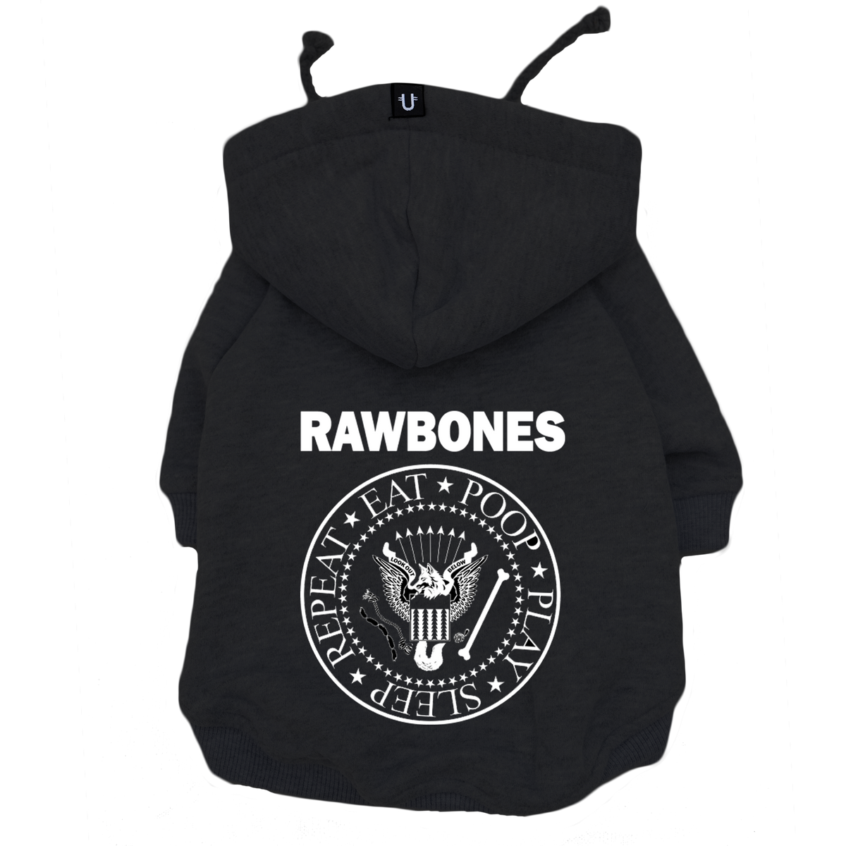 black rock dog hoodie the ramones, made in Australia by Pethaus