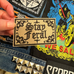 Stay feral embroidered patch for denim jackets