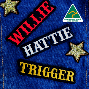 personalised name patch, custom embroidered patch, denim dog vest patch, dog harness name patch, dog denim