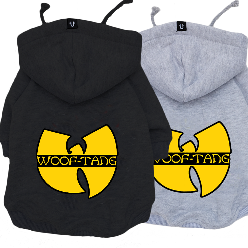 wu-tang dog hoodie, woof-tang dog band hoodie , black or grey dog hoodie for large dogs or small dogs , rapper dog hoodie