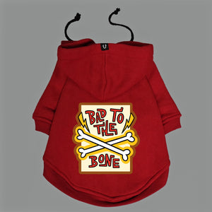Bad to the bone dog hoodie by Ginger Taylor and Pethaus Red dog sweatshirt