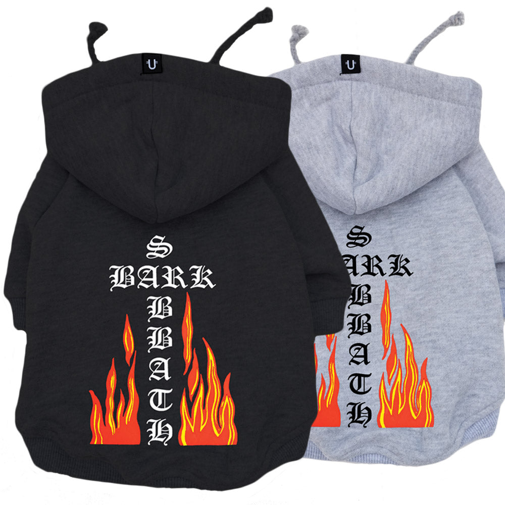 Dog hoodie, dog band hoodie, bark sabbath dog hoodie, dog coats australia, heavy metal dog clothes