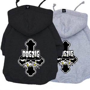 Black dog hoodie, Grey dog hoodie, dog band hoodie, Dogzig dog hoodie, Danzig dog coat by Pethaus