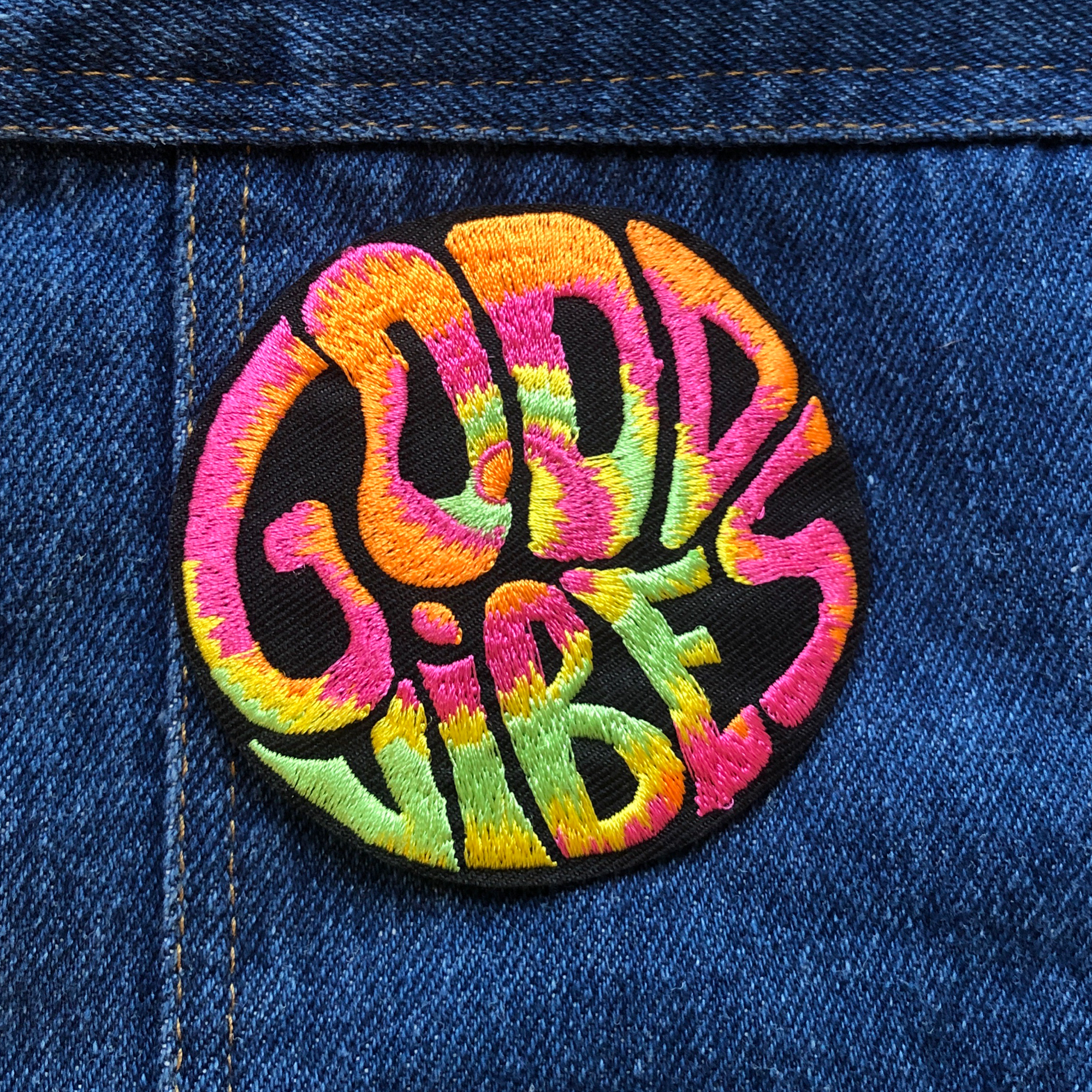 good vibes embroidered patch, hippie patch, vibes patch, rainbow patch